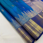 Load image into Gallery viewer, Classic Azure Blue &amp; Robin Blue 2gm Zari Bridal Elegance Kanchipuram Handloom Silk Saree SS26267
