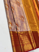 Load image into Gallery viewer, Classic Rose Gold &amp; Brick Red Bridal Elegance Kanchipuram Tissue Handloom Silk Saree SS24179
