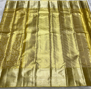 Shimmer Gold Floral Bridal Elegance Kanchipuram Handloom Silk Saree SS25978
