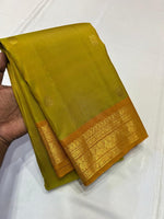 Load image into Gallery viewer, Classic Olive Mustard &amp; Caramel Brown 2gm Zari Elegance Kanchipuram Handloom Silk Saree SS24084
