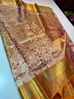 Load image into Gallery viewer, Classic Shimmer Mustard Elegance Kanchipuram Tissue Handloom Silk Saree SS24510
