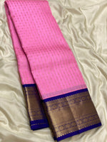 Load image into Gallery viewer, Classic Baby Pink &amp; Royal Blue 1gm Zari Kanchipuram Handloom Silk Saree SS25810
