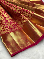 Load image into Gallery viewer, Classic Glow Pink 2gm Zari Bridal Elegance Kanchipuram Handloom Silk Saree SS25432
