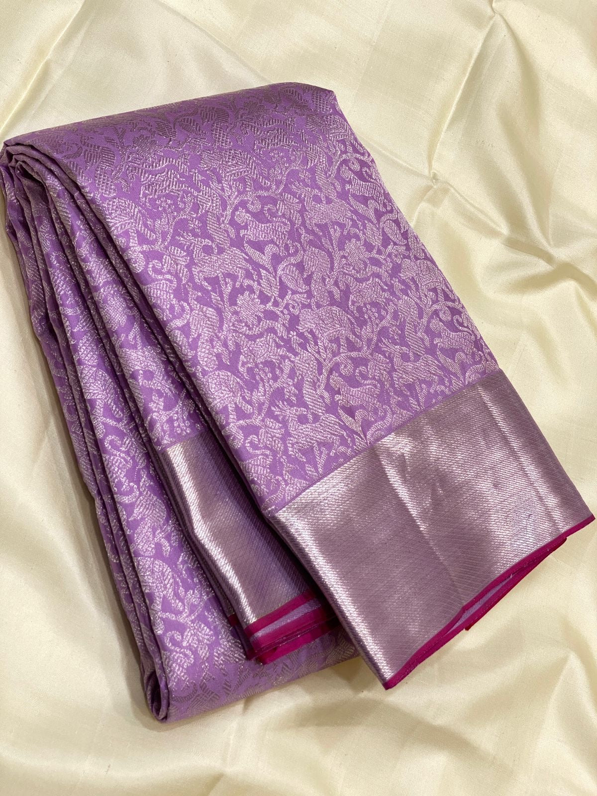 Classic Lavender 2gm Zari Bridal Elegance Kanchipuram Handloom Silk Saree SS23854