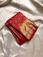 Load image into Gallery viewer, Classic Ruby Red 2gm Zari Elegance Kanchipuram Handloom Silk Saree SS24805
