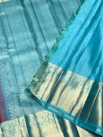 Load image into Gallery viewer, Classic Cherry Pink &amp; Sky Blue 2gm Zari Bridal Elegance Kanchipuram Handloom Silk Saree SS27507

