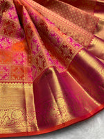 Load image into Gallery viewer, Classic Pink Dual Toned 2gm Zari Brocade Bridal Elegance Kanchipuram Handloom Silk Saree SS27035
