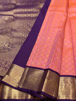 Load image into Gallery viewer, Classic Salmon Pink &amp; Violet 1gm Zari Kanchipuram Handloom Silk Saree SS25812
