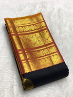 Load image into Gallery viewer, Classic Charcoal Black &amp; Mustard 2gm Zari Kanchipuram Handloom Silk Saree SS25829

