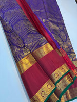 Load image into Gallery viewer, Classic Violet &amp; Maroon Brocade Elegance Kanchipuram Handloom Silk Saree SS27198
