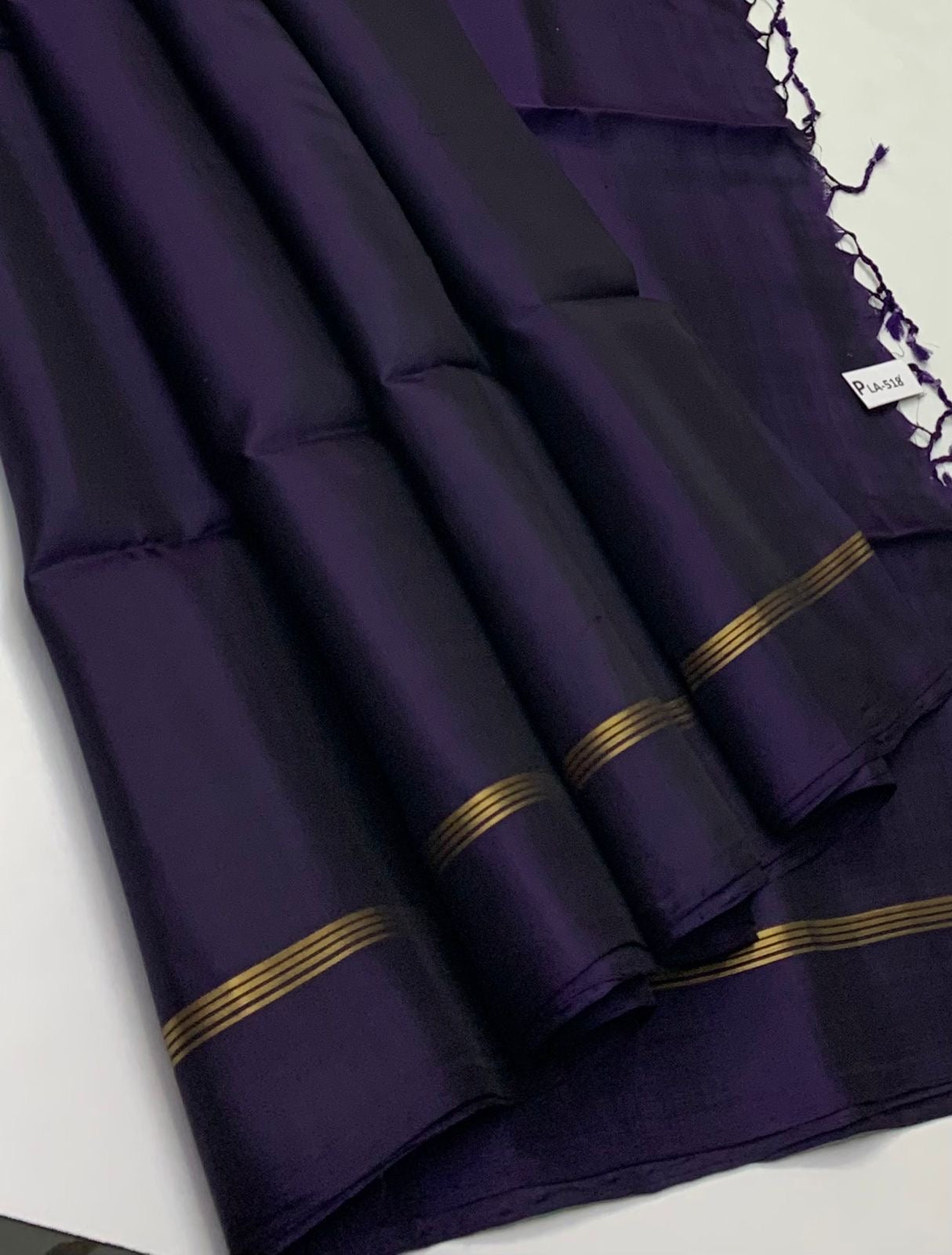 Classic Aubergine Elegance Plain Handloom Soft Silk Saree SS26129