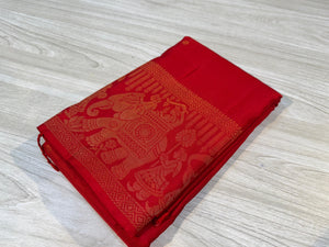 Classic Crimson Red Elegance Kanchipuram Handloom Silk Saree SS24330