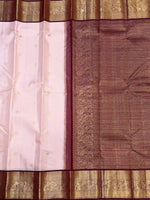 Load image into Gallery viewer, Classic Pastel Pink &amp; Plum 2gm Zari Elegance Kanchipuram Handloom Silk Saree SS28590
