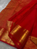 Load image into Gallery viewer, Classic Scarlet Red 2gm Zari Elegance Kanchipuram Handloom Silk Saree SS23750
