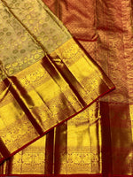 Load image into Gallery viewer, Classic Golden Mustard &amp; Brick Red 2gm Zari Bridal Elegance Kanchipuram Handloom Silk Saree SS25356
