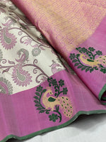 Load image into Gallery viewer, Classic Plum &amp; Fuchsia Pink 2gm Zari Kanchipuram Handloom Silk Saree SS26217
