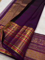 Load image into Gallery viewer, Classic White &amp; Berry Plum 2gm Zari Korvai Elegance Kanchipuram Handloom Silk Saree SS23732
