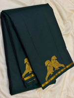 Load image into Gallery viewer, Classic Bottle Green Parrot Butta Small Border 2gm Zari Bridal Elegance Kanchipuram Handloom Silk Saree SS28371

