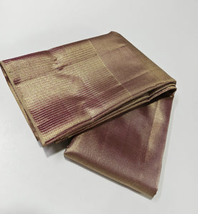 Classic Antique Gold & Pink 2gm Zari Kanchipuram Handloom Silk Saree SS25844