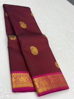 Load image into Gallery viewer, Classic Brick Red &amp; Pink 2gm Zari Elegance Kanchipuram Handloom Silk Saree SS23757
