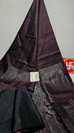 Load image into Gallery viewer, Classic Dark Chocolate Elegance Handloom Soft Silk Saree SS25662
