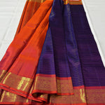 Load image into Gallery viewer, Classic Deep Violet &amp; Burnt Orange 2gm Zari Vintage Elegance Kanchipuram Handloom Silk Saree SS28236
