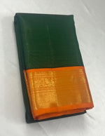 Load image into Gallery viewer, Classic Forest Green &amp; Mango Yellow 2gm Zari Elegance Kanchipuram Handloom Silk Saree SS27535
