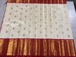Load image into Gallery viewer, Classic White &amp; Red Vathuvai 2gm Zari Bridal Elegance Kanchipuram Handloom Silk Saree SS26574
