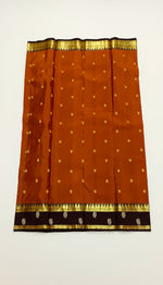 Load image into Gallery viewer, Classic Rustic Orange &amp; Chocolate Brown Kanchipuram Handloom Silk Saree SS26251
