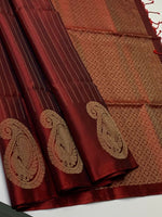 Load image into Gallery viewer, Classic Brick Orange Red Double Warp Elegance Handloom Soft Silk Saree SS26746
