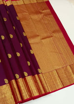 Load image into Gallery viewer, Classic Wine Red &amp; Chilli Red 2gm Zari Elegance Kanchipuram Handloom Silk Saree SS27627
