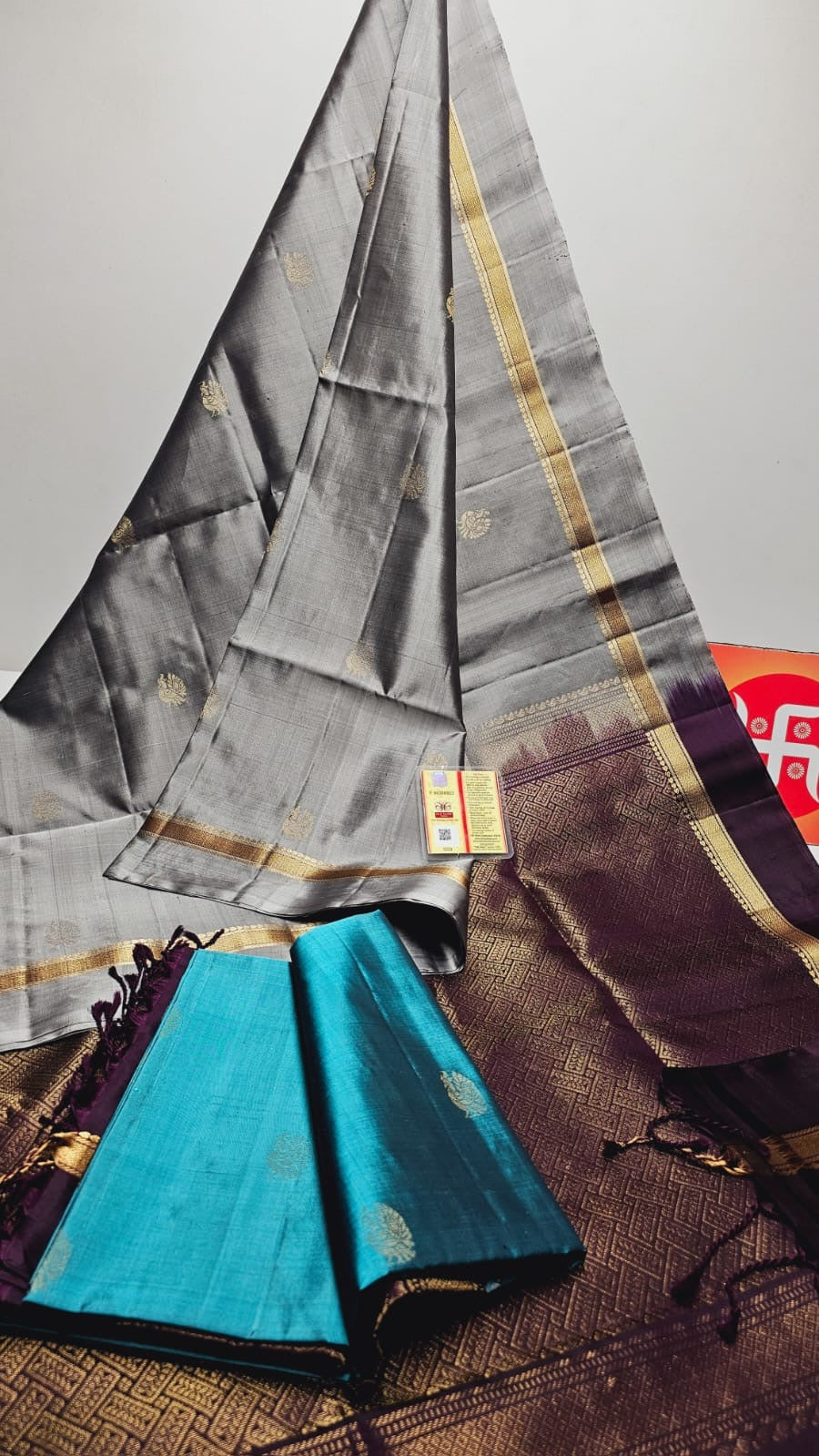 Classic Grey & Plum Elegance Handloom Soft Silk Saree SS24776