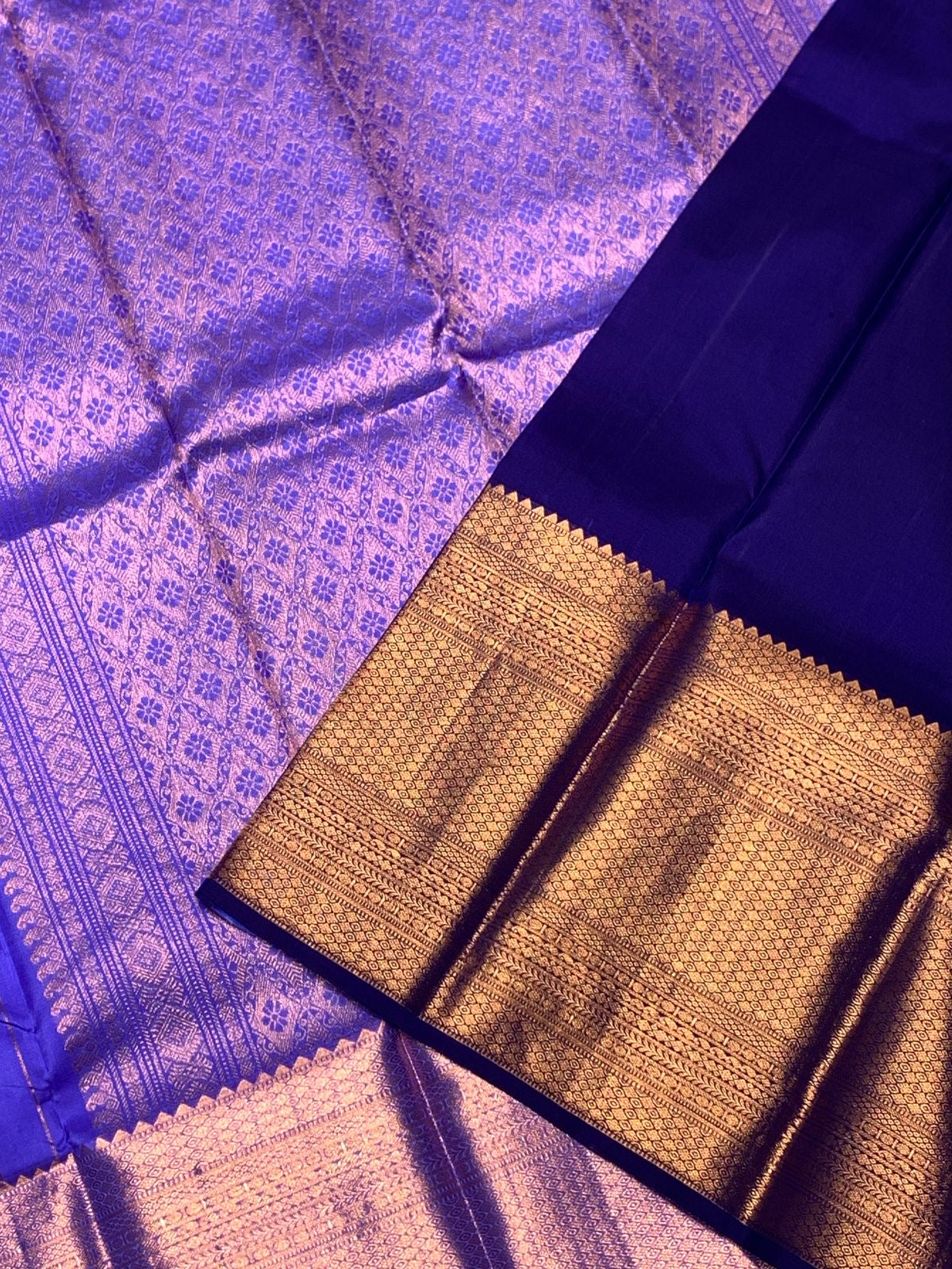 Classic Blue 2gm Zari Elegance Kanchipuram Handloom Silk Saree SS24394