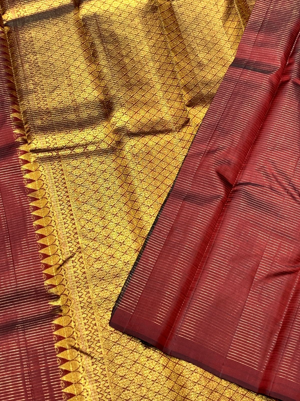 Classic Maroon 2gm Zari Kanchipuram Handloom Silk Saree SS25977