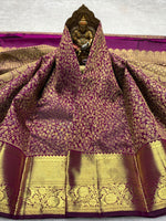 Load image into Gallery viewer, Classic Wine Red Bridal Elegance Kanchipuram Handloom Silk Saree SS26882
