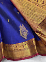 Load image into Gallery viewer, Classic Navy Blue &amp; Maroon 2gm Zari Elegance Kanchipuram Handloom Silk Saree SS24816
