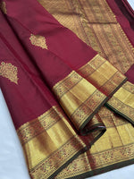 Load image into Gallery viewer, Classic Maroon Kanchipuram Handloom Silk Saree SS25621
