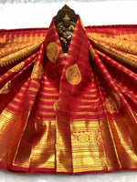 Load image into Gallery viewer, Classic Dark Red 2gm Zari Bridal Elegance Kanchipuram Handloom Silk Saree SS25363
