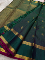 Load image into Gallery viewer, Classic Peacock Green Elegance Kanchipuram Handloom Silk Saree SS23675
