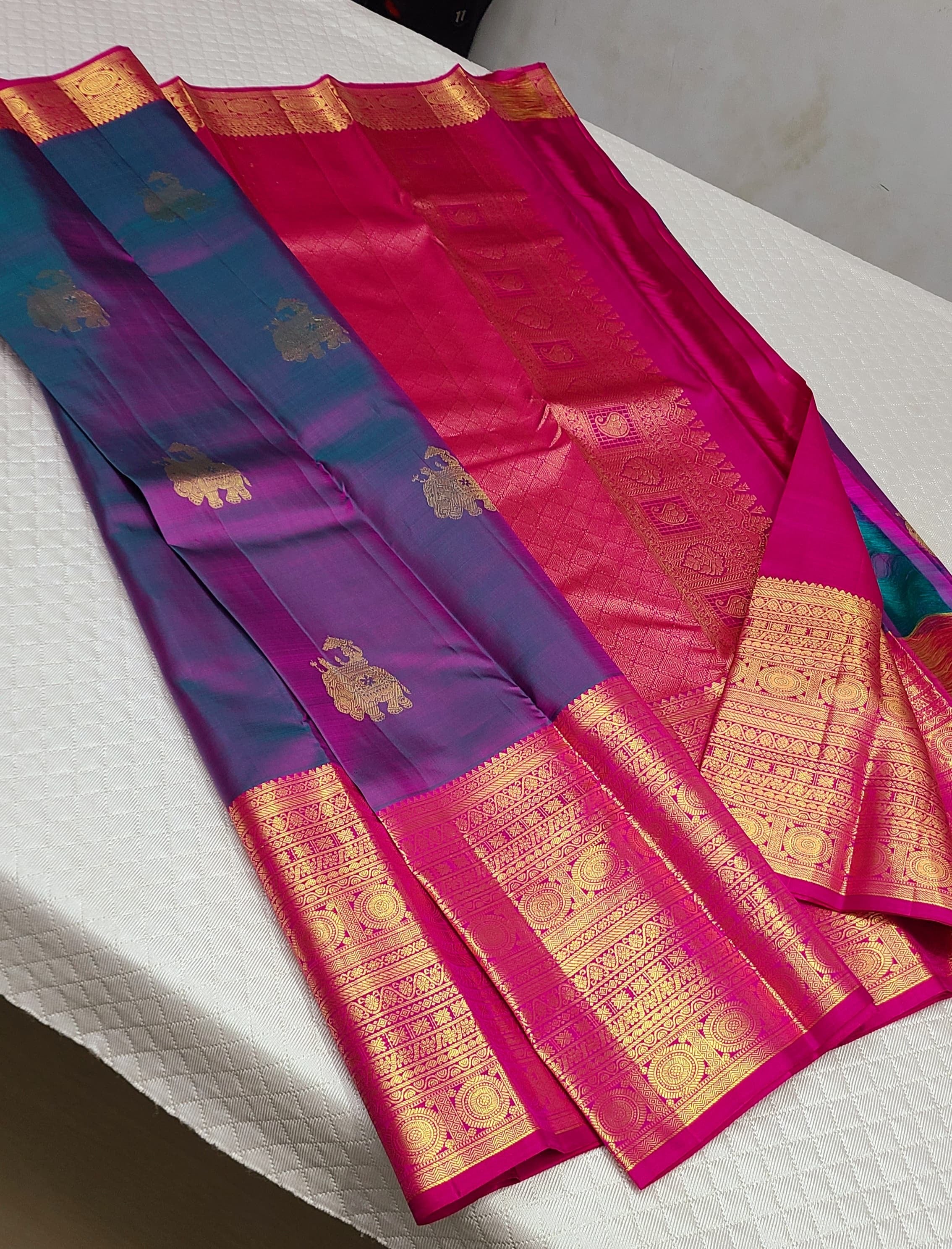 Classic Purple & Pink 1gm Zari Kanchipuram Handloom Silk Saree SS26204