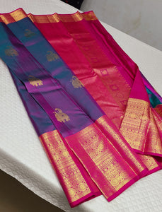 Classic Purple & Pink 1gm Zari Kanchipuram Handloom Silk Saree SS26204