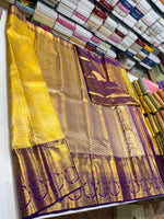 Load image into Gallery viewer, Classic Yellow &amp; Vadamalli Brocade Tissue Bridal Elegance Kanchipuram Handloom Silk Saree SS26912
