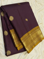 Load image into Gallery viewer, Classic Dark Espresso Brown &amp; Mustard 2gm Zari Vintage Elegance Kanchipuram Handloom Silk Saree SS27667
