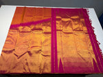 Load image into Gallery viewer, Classic Apricot Orange 1gm Zari Rising Temple Border Elegance Kanchipuram Handloom Silk Saree SS24135
