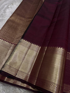 Classic Mahogany Brown Bridal Elegance Kanchipuram Handloom Silk Saree SS25907