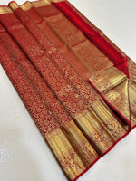 Load image into Gallery viewer, Classic Blood Red Bridal Elegance Kanchipuram Handloom Silk Saree SS26640
