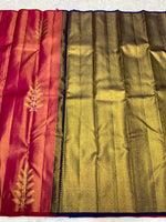 Load image into Gallery viewer, Classic Ruby Pink &amp; Navy Blue 2gm Zari Elegance Kanchipuram Handloom Silk Saree SS27497
