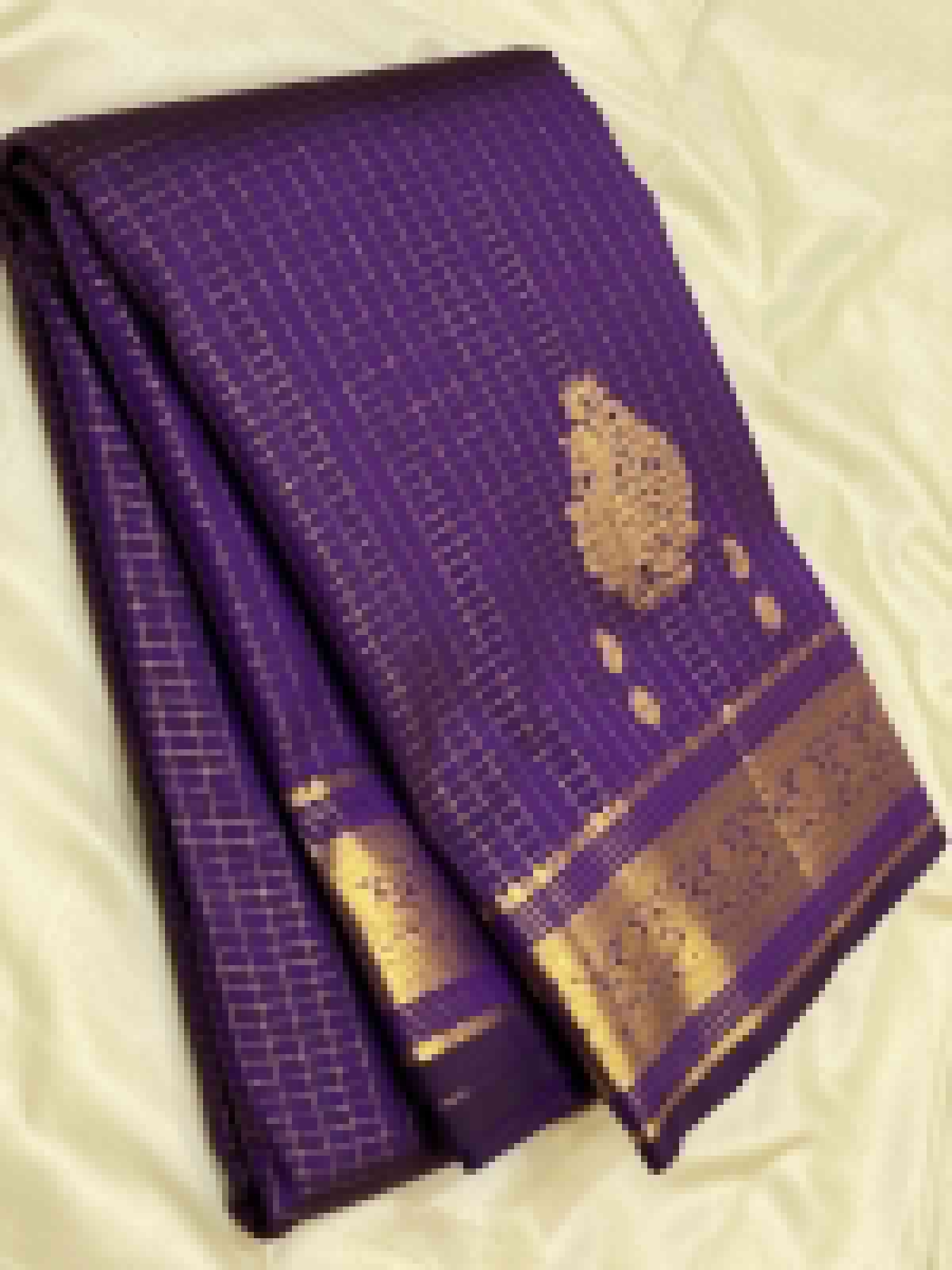 Classic Violet 2gm Zari Vaira Oosi Elegance Kanchipuram Handloom Silk Saree SS25382