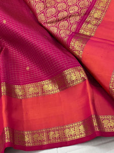 Classic Ruby Pink 2gm Zari Thread Work Kanchipuram Handloom Silk Saree SS26020