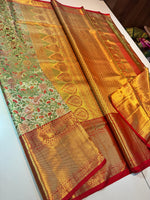 Load image into Gallery viewer, Classic Cream &amp; Chilli Red Elegance Kanchipuram Tissue Handloom Silk Saree SS24509
